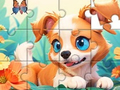 Permainan Jigsaw Puzzle: Dog And Garden