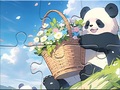 Permainan Jigsaw Puzzle: Basket Flower Panda