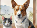 Permainan Jigsaw Puzzle: Oil Painting Dog And Cat